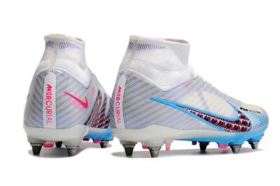 Men's Nike Air Zoom Mercurial Superfly 9 Elite FG Football Boots - White/Grey/Blue