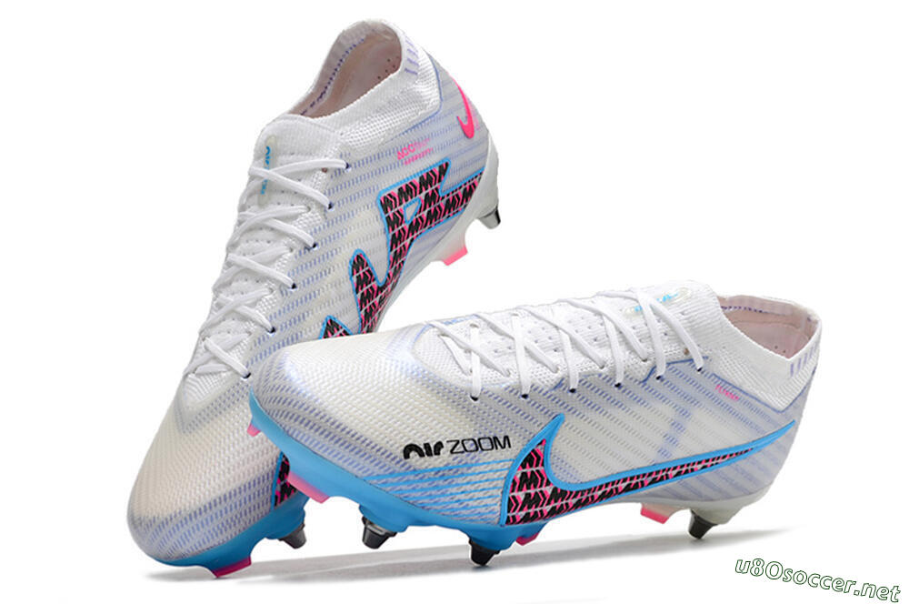 Men's Nike Air Zoom Mercurial Vapor 15 Elite FG Football Boots - White/Grey/Blue 5