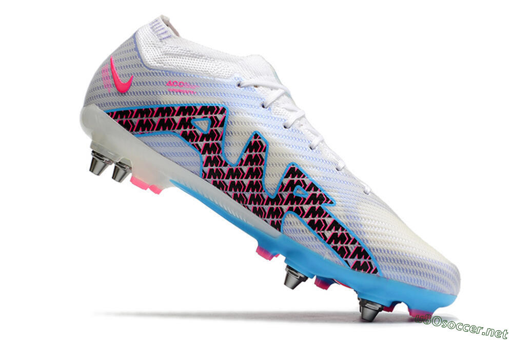 Men's Nike Air Zoom Mercurial Vapor 15 Elite FG Football Boots - White/Grey/Blue 6
