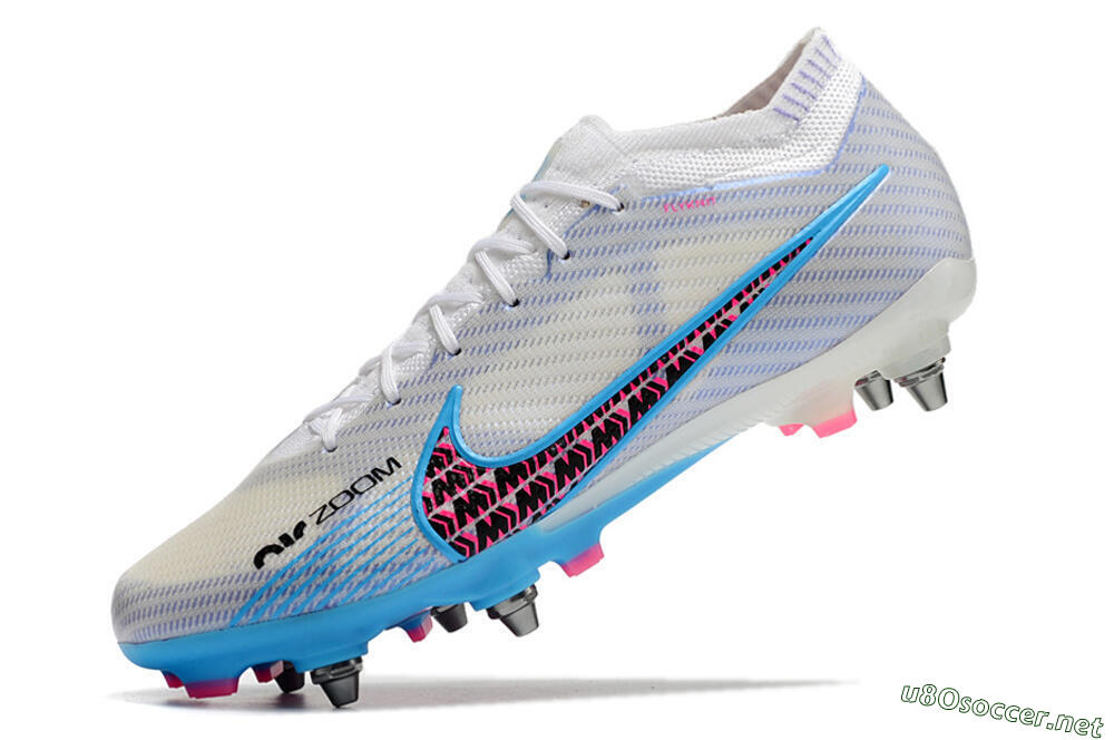 Men's Nike Air Zoom Mercurial Vapor 15 Elite FG Football Boots - White/Grey/Blue 7