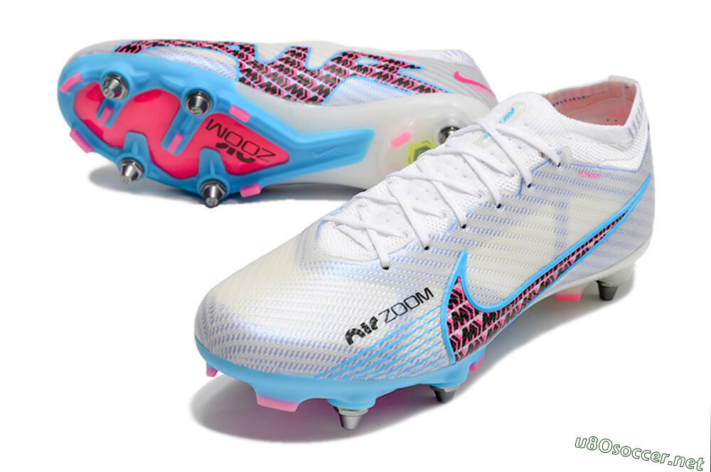 Men's Nike Air Zoom Mercurial Vapor 15 Elite FG Football Boots - White/Grey/Blue 3