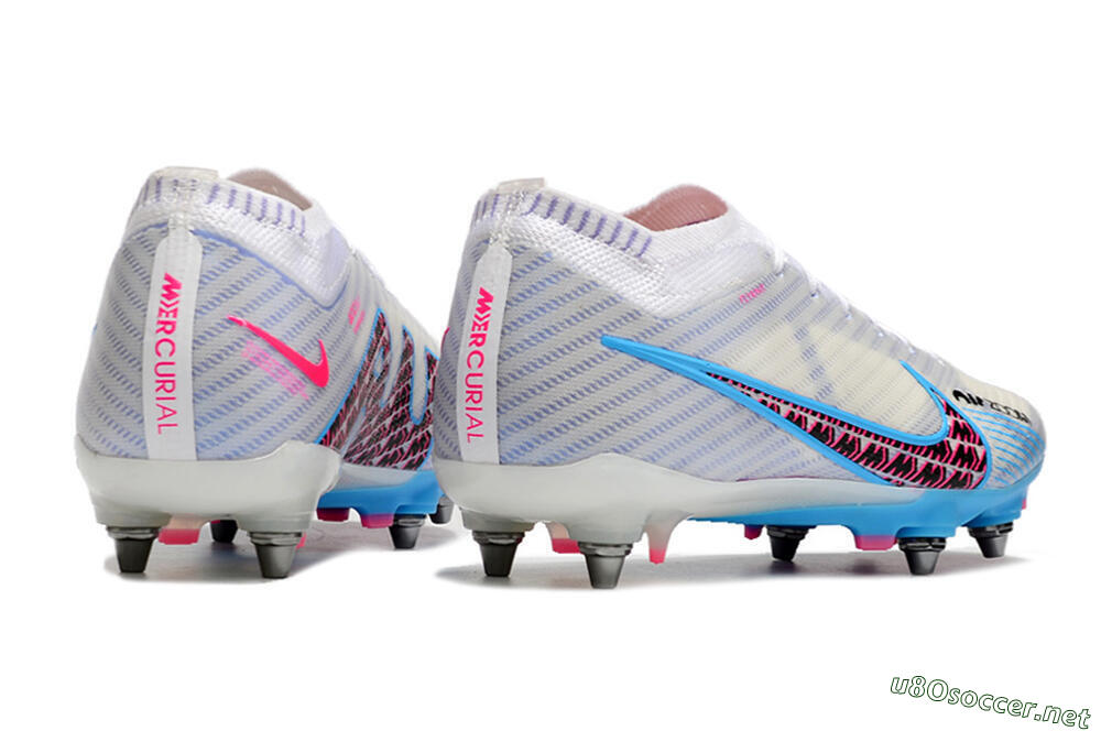 Men's Nike Air Zoom Mercurial Vapor 15 Elite FG Football Boots - White/Grey/Blue 8