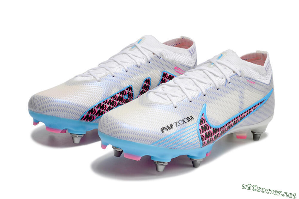 Men's Nike Air Zoom Mercurial Vapor 15 Elite FG Football Boots - White/Grey/Blue 9