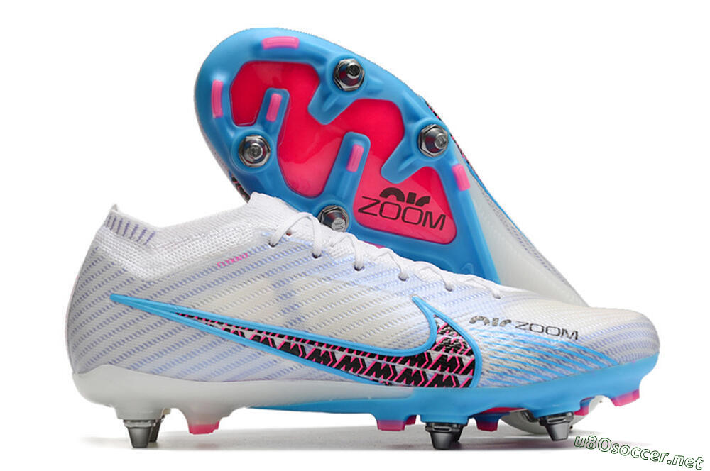Men's Nike Air Zoom Mercurial Vapor 15 Elite FG Football Boots - White/Grey/Blue 2
