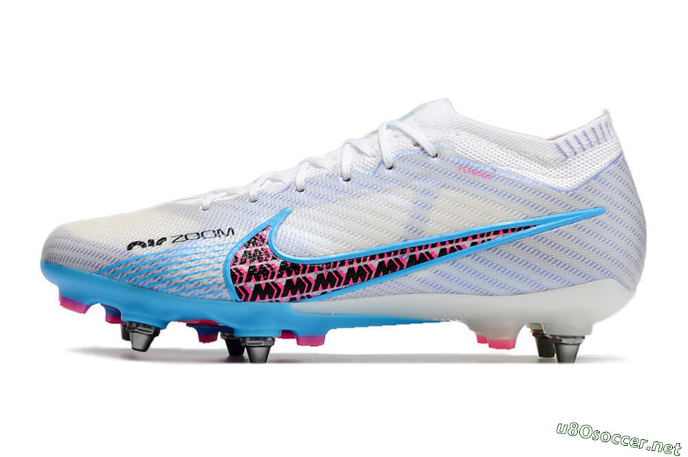 Men's Nike Air Zoom Mercurial Vapor 15 Elite FG Football Boots - White/Grey/Blue 0