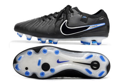 Men's Nike Tiempo Legend 10 Elite FG Football Boots - Black/Blue/Sliver