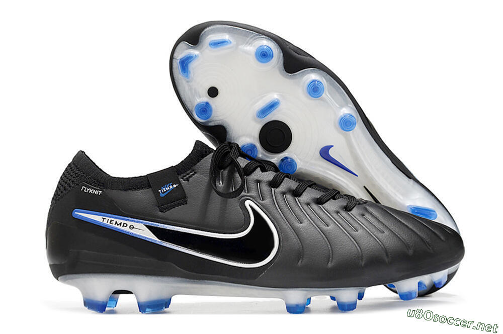 Men's Nike Tiempo Legend 10 Elite FG Football Boots - Black/Blue/Sliver 2