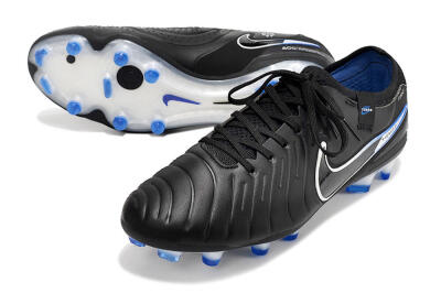 Men's Nike Tiempo Legend 10 Elite FG Football Boots - Black/Blue/Sliver