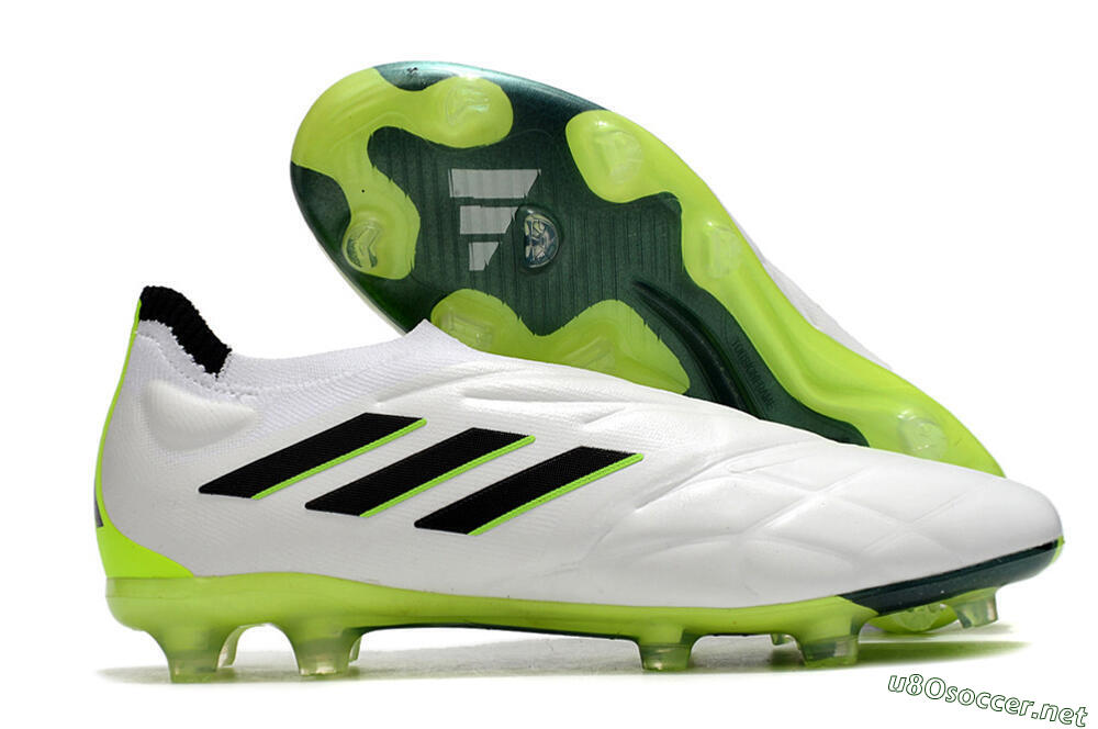 Men's Adidas Copa Pure+ FG Football Boots - White/Black/Green 2