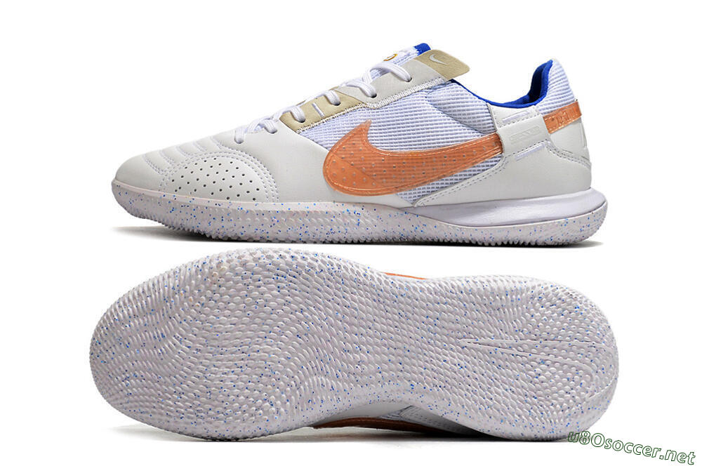 Men's Nike Street Gato IC Football Shoes - White/Pink/Blue 1