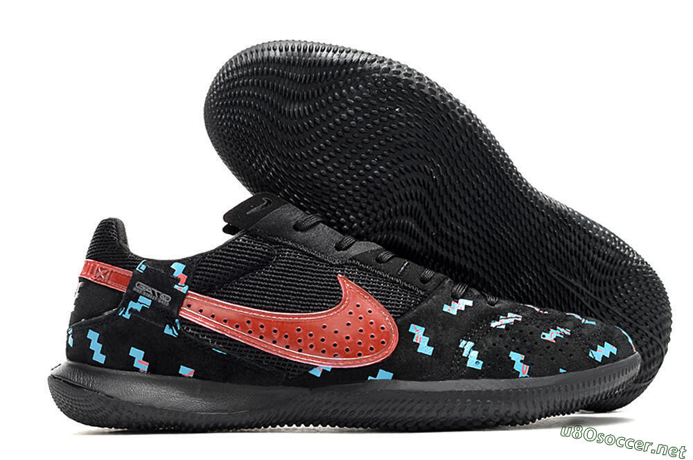 Men's Nike Street Gato IC Football Shoes - Black/Blue/Red 2
