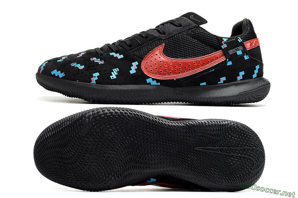 Men's Nike Street Gato IC Football Shoes - Black/Blue/Red 1
