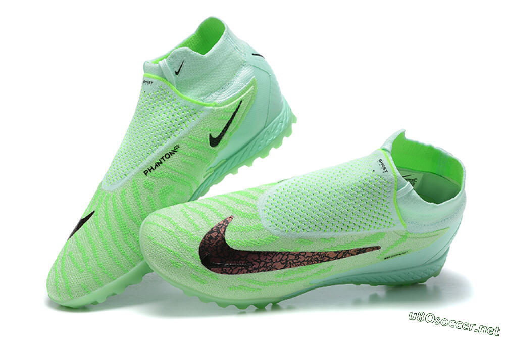 Men's Nike Phantom GX Elite DF Link TF Football Shoes - Green/Black/Brown 5
