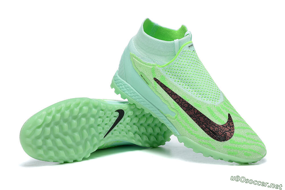 Men's Nike Phantom GX Elite DF Link TF Football Shoes - Green/Black/Brown 4