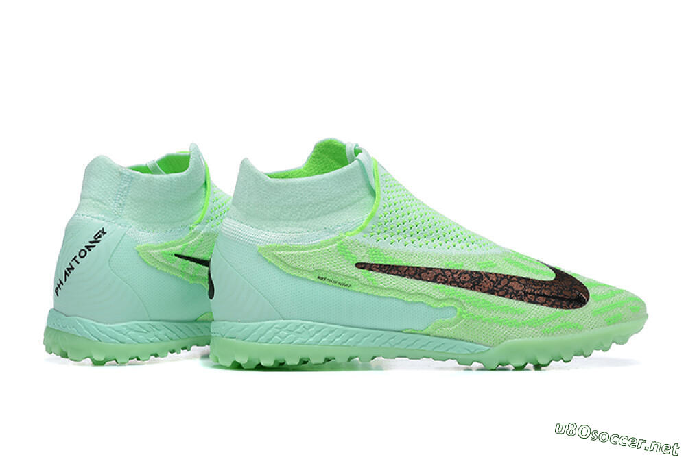 Men's Nike Phantom GX Elite DF Link TF Football Shoes - Green/Black/Brown 8