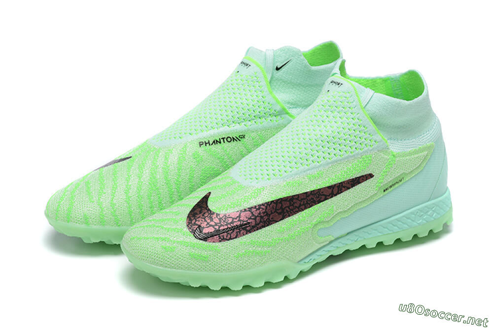 Men's Nike Phantom GX Elite DF Link TF Football Shoes - Green/Black/Brown 9