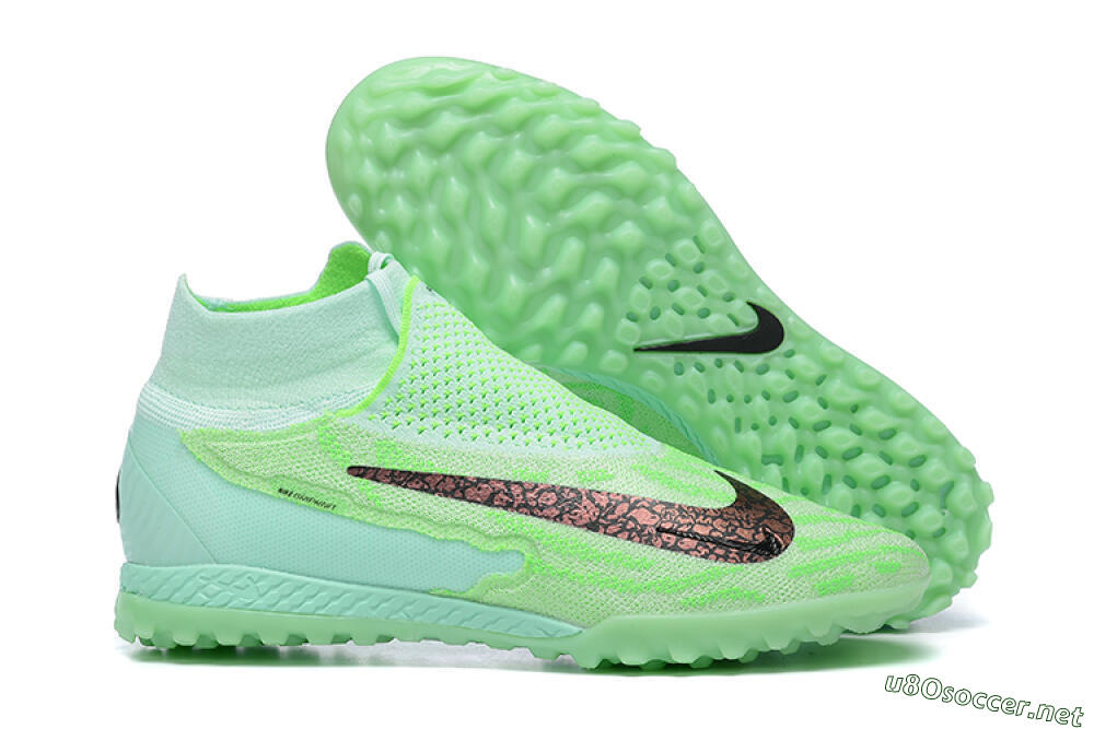 Men's Nike Phantom GX Elite DF Link TF Football Shoes - Green/Black/Brown 2