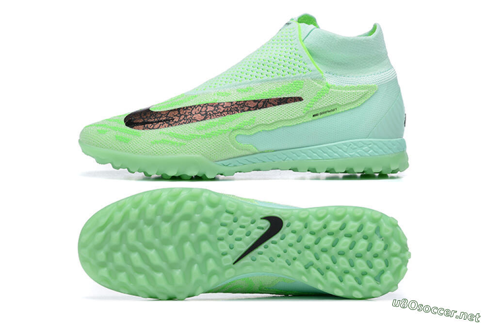 Men's Nike Phantom GX Elite DF Link TF Football Shoes - Green/Black/Brown 1