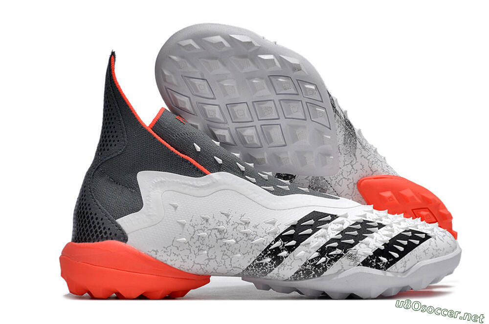 Men's Adidas Predator Freak+ TF Football Shoes - White/Grey/Red 2