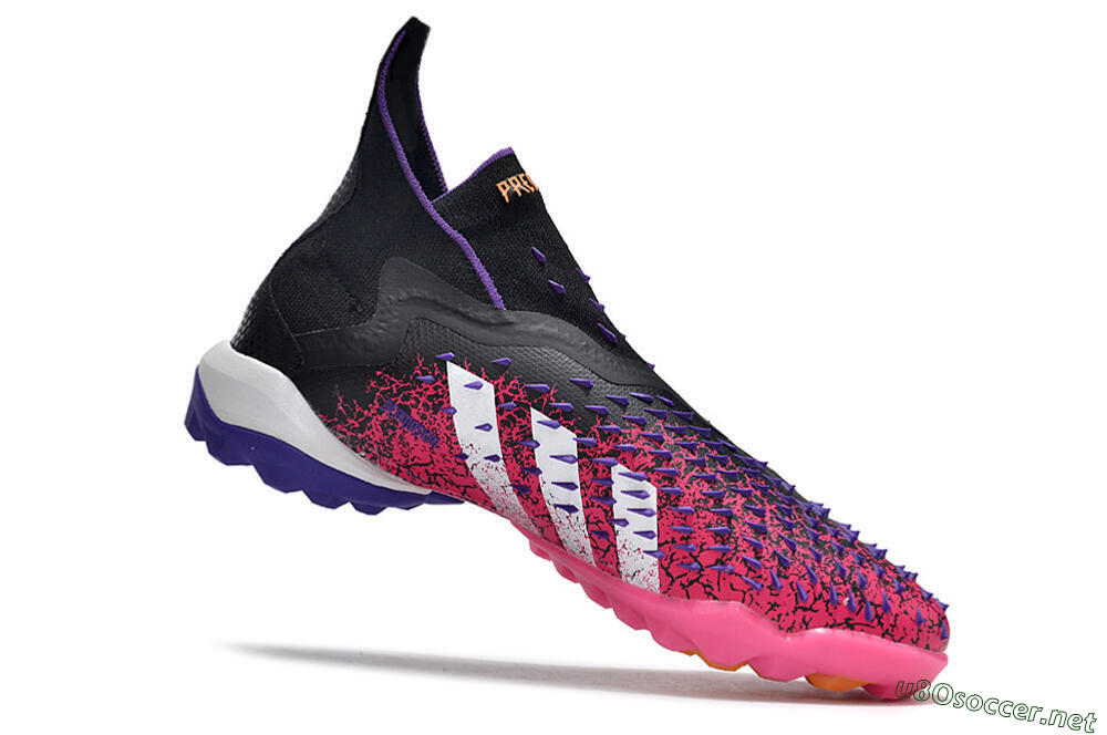 Men's Adidas Predator Freak+ TF Football Shoes - Black/Purple/Pink 4