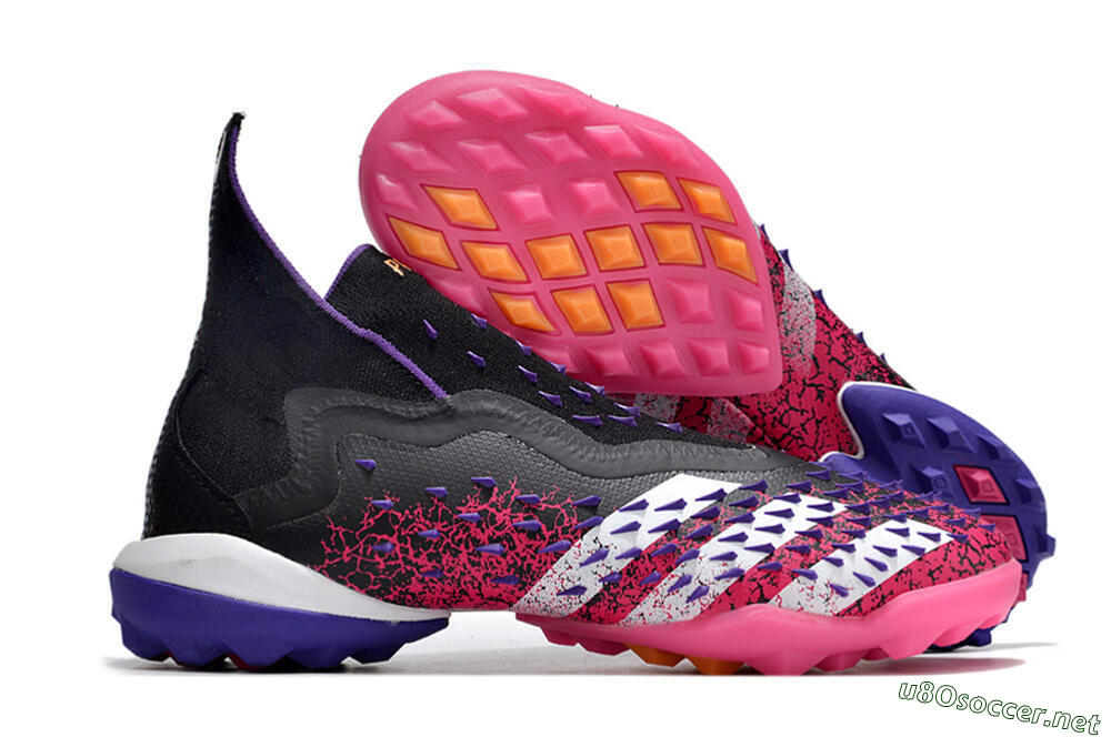 Men's Adidas Predator Freak+ TF Football Shoes - Black/Purple/Pink 2