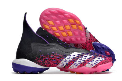 Men's Adidas Predator Freak+ TF Football Shoes - Black/Purple/Pink