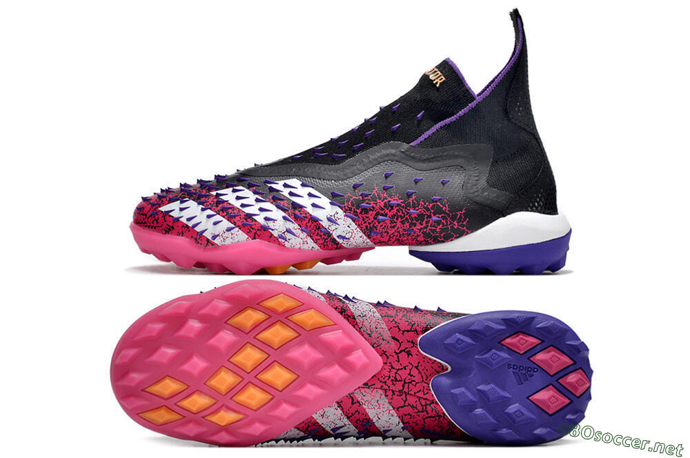 Men's Adidas Predator Freak+ TF Football Shoes - Black/Purple/Pink 1