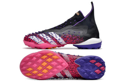 Men's Adidas Predator Freak+ TF Football Shoes - Black/Purple/Pink