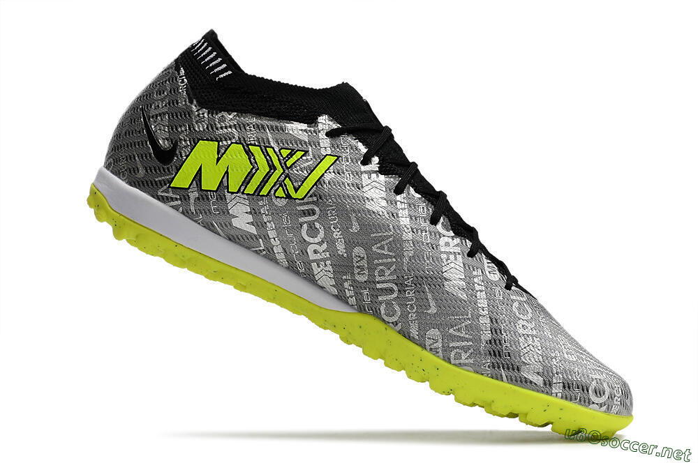 Unisex Nike Air Zoom Mercurial Vapor 15 Elite TF Football Shoes - Silver/Green/Black 6