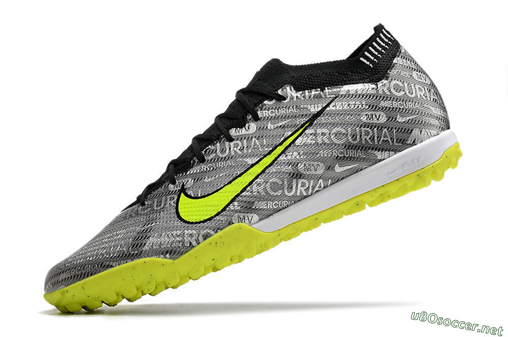 Unisex Nike Air Zoom Mercurial Vapor 15 Elite TF Football Shoes - Silver/Green/Black 7