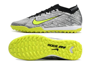 Unisex Nike Air Zoom Mercurial Vapor 15 Elite TF Football Shoes - Silver/Green/Black