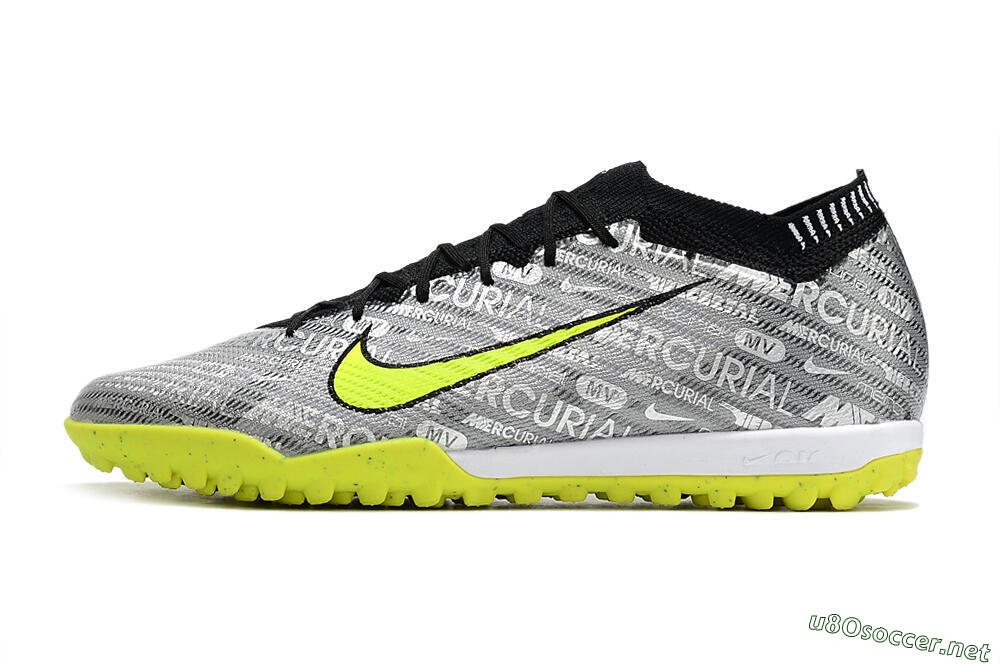 Unisex Nike Air Zoom Mercurial Vapor 15 Elite TF Football Shoes - Silver/Green/Black 0