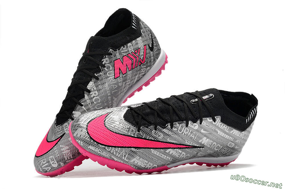 Unisex Nike Air Zoom Mercurial Vapor 15 Elite TF Football Shoes - Silver/Pink/Black 5