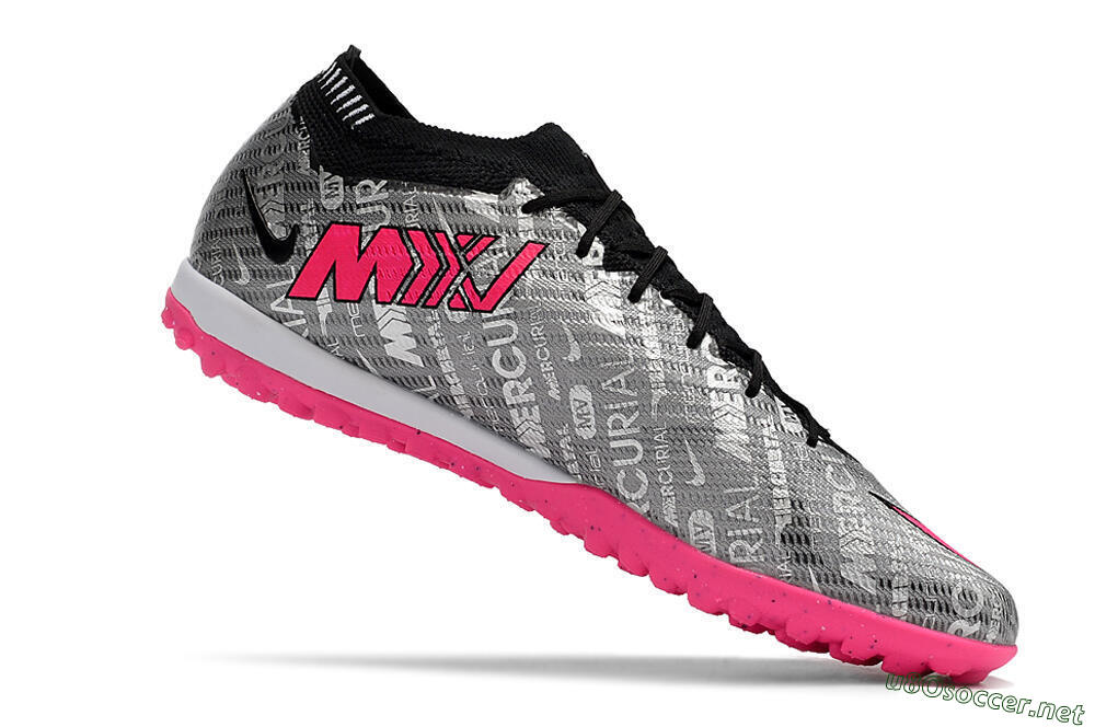 Unisex Nike Air Zoom Mercurial Vapor 15 Elite TF Football Shoes - Silver/Pink/Black 6