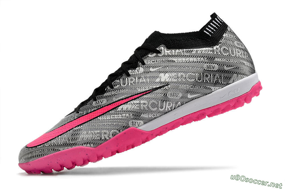 Unisex Nike Air Zoom Mercurial Vapor 15 Elite TF Football Shoes - Silver/Pink/Black 7