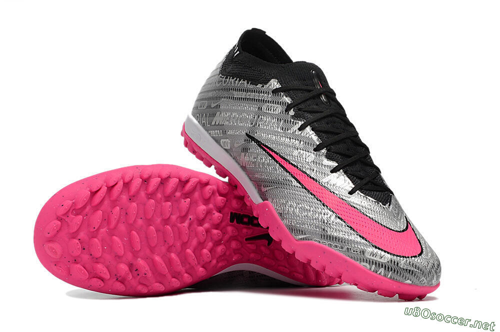 Unisex Nike Air Zoom Mercurial Vapor 15 Elite TF Football Shoes - Silver/Pink/Black 4