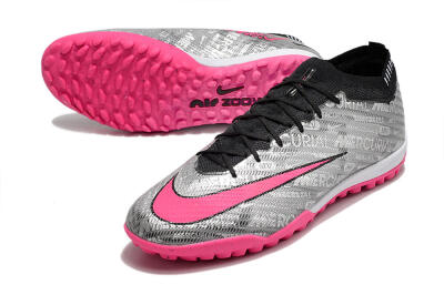 Unisex Nike Air Zoom Mercurial Vapor 15 Elite TF Football Shoes - Silver/Pink/Black