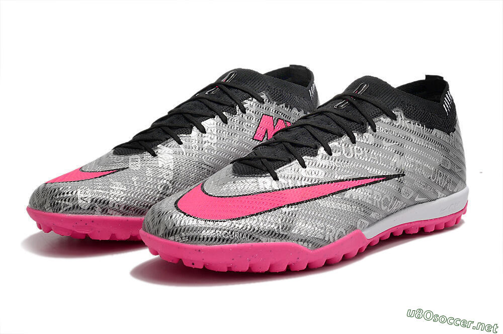 Unisex Nike Air Zoom Mercurial Vapor 15 Elite TF Football Shoes - Silver/Pink/Black 9
