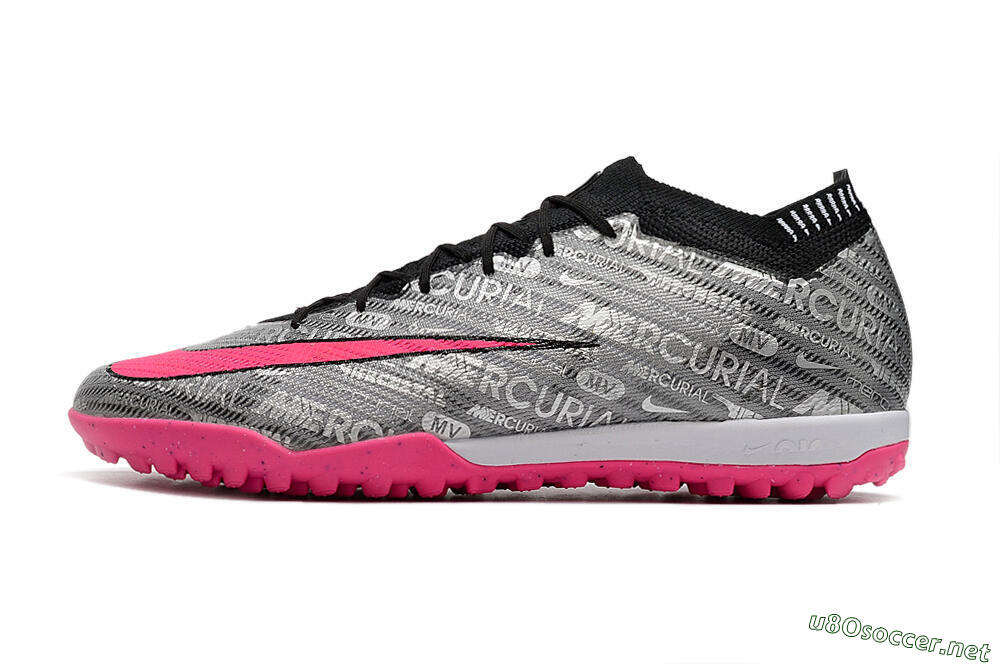 Unisex Nike Air Zoom Mercurial Vapor 15 Elite TF Football Shoes - Silver/Pink/Black 0