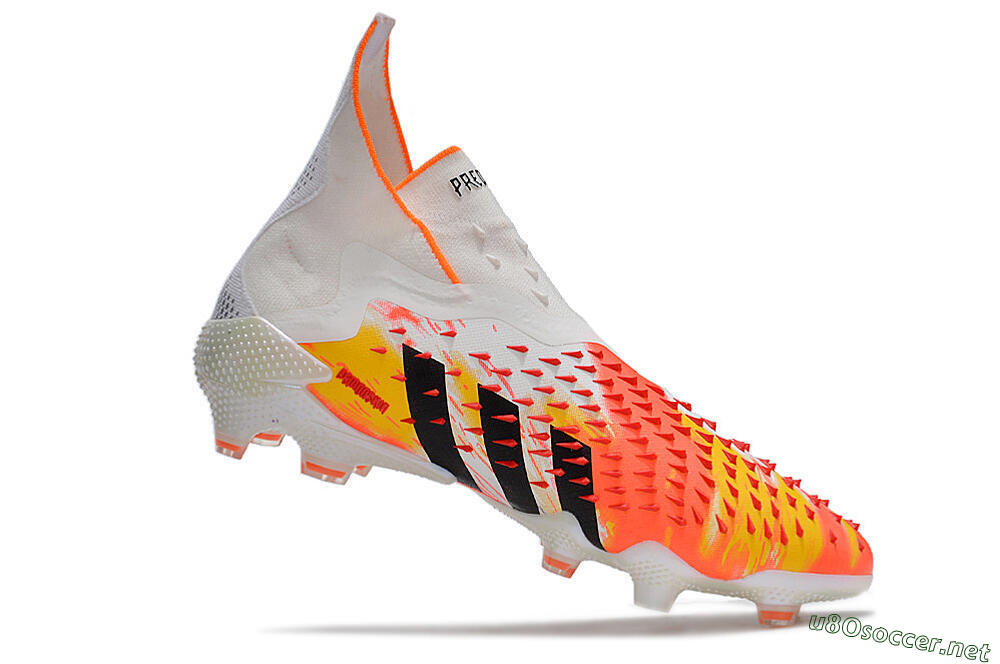Men's Adidas Predator Freak+ FG Football Boots - White/Black/Orange 4