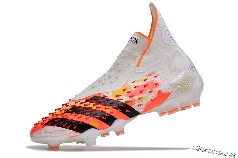 Men's Adidas Predator Freak+ FG Football Boots - White/Black/Orange 5