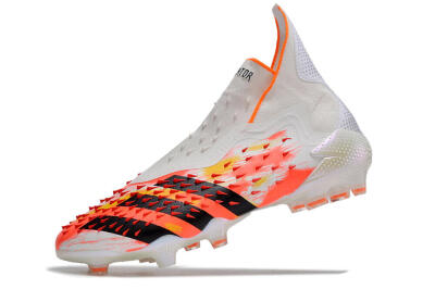 Men's Adidas Predator Freak+ FG Football Boots - White/Black/Orange