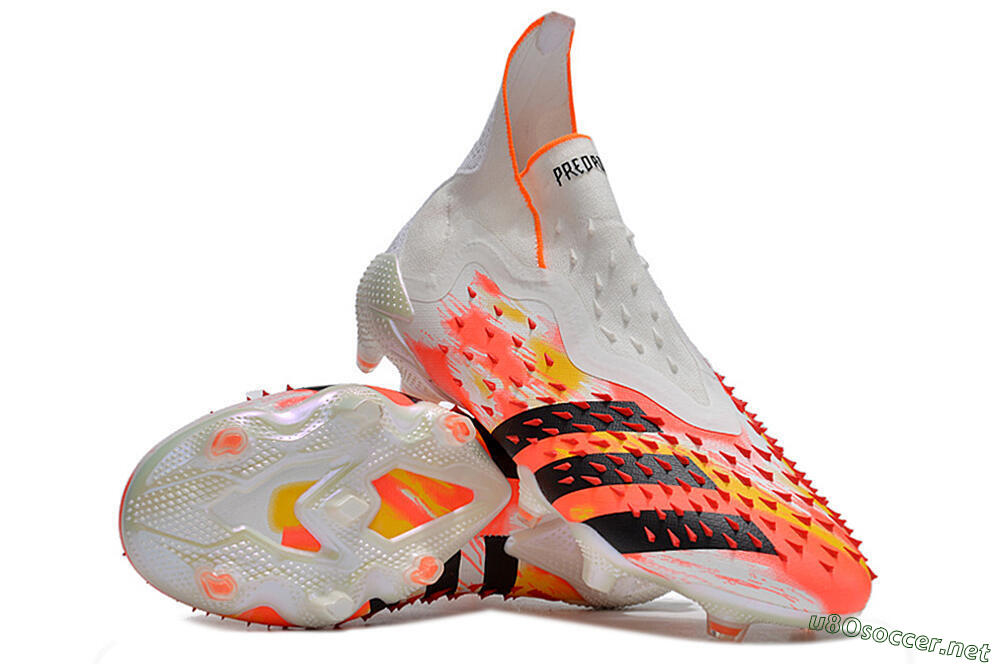 Men's Adidas Predator Freak+ FG Football Boots - White/Black/Orange 3