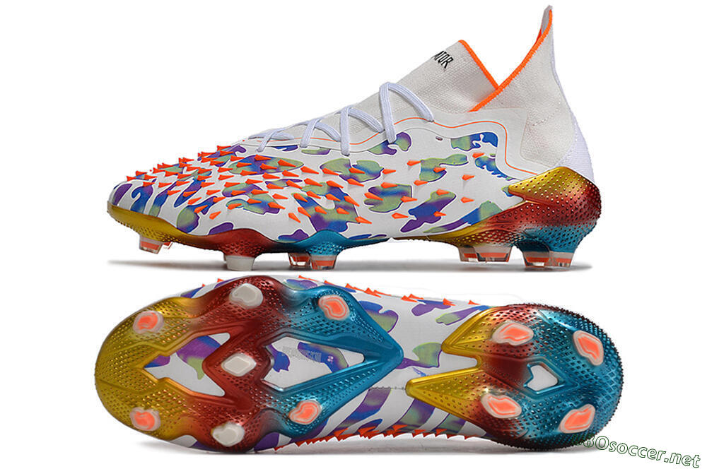 Men's Adidas Predator Freak.1 FG Football Boots - White/Rainbow 1