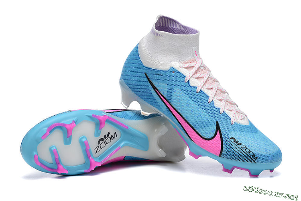 Men's Nike Air Zoom Mercurial Superfly 9 Elite FG Football Boots - Blue/Pink/White 4