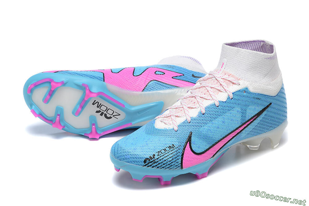 Men's Nike Air Zoom Mercurial Superfly 9 Elite FG Football Boots - Blue/Pink/White 3