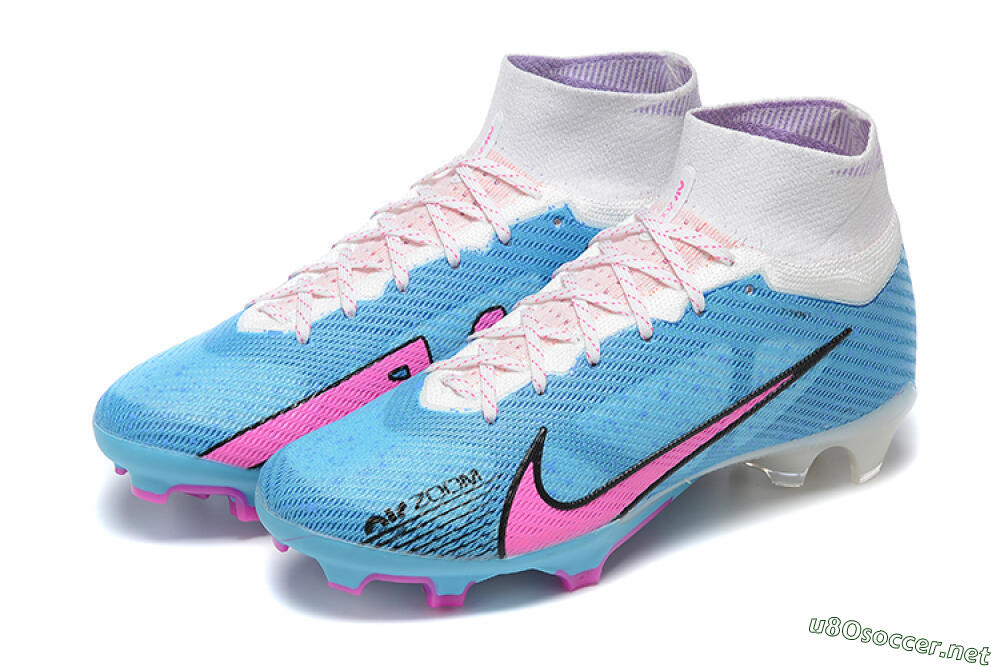 Men's Nike Air Zoom Mercurial Superfly 9 Elite FG Football Boots - Blue/Pink/White 9