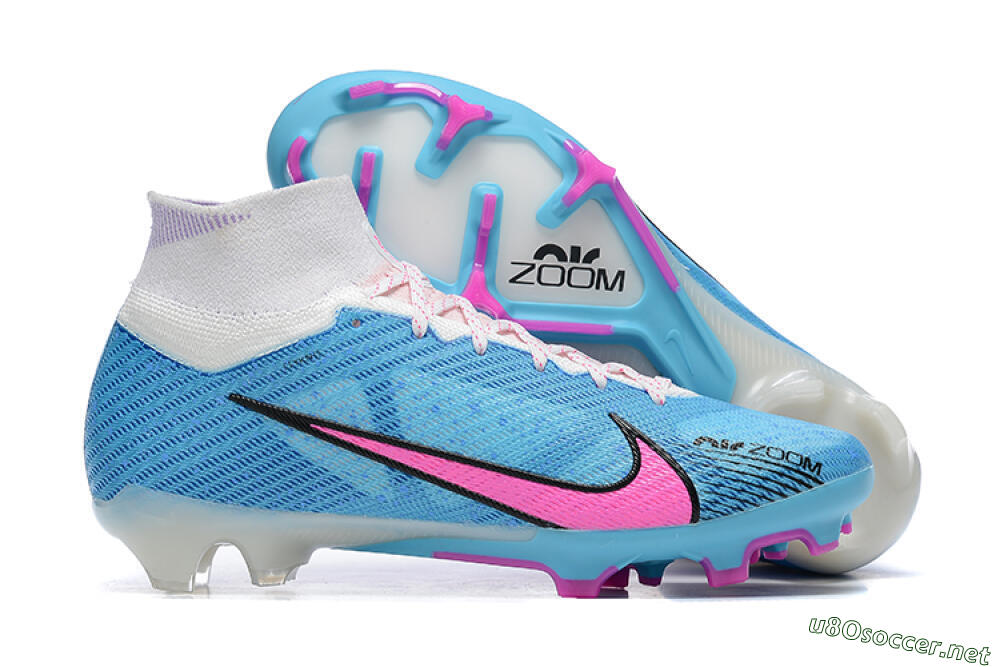Men's Nike Air Zoom Mercurial Superfly 9 Elite FG Football Boots - Blue/Pink/White 2