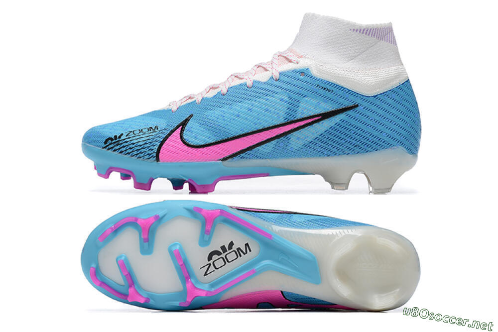 Men's Nike Air Zoom Mercurial Superfly 9 Elite FG Football Boots - Blue/Pink/White 1
