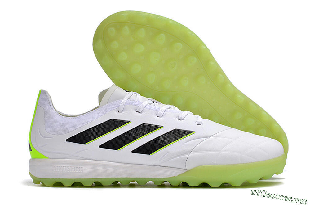 Men's Adidas Copa Pure.3 TF Football Shoes - White/Black/Green 2